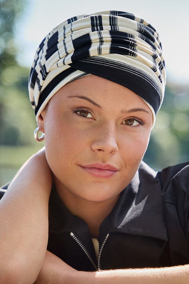 Elma - Cuffia in cotone/bambù - avorio/nero 1599-4101