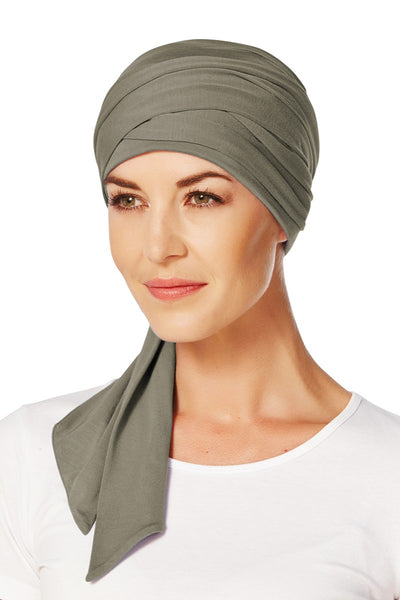 Mantra - Turbante con nastri lunghi in viscosa di bambù tinta unita - tutti i colori