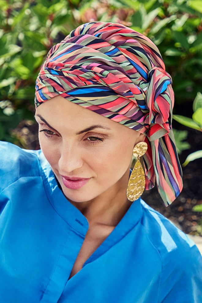 Juvela - Turbante con fascia rimovibile in poliestere/viscosa - fantasia 3042-4111