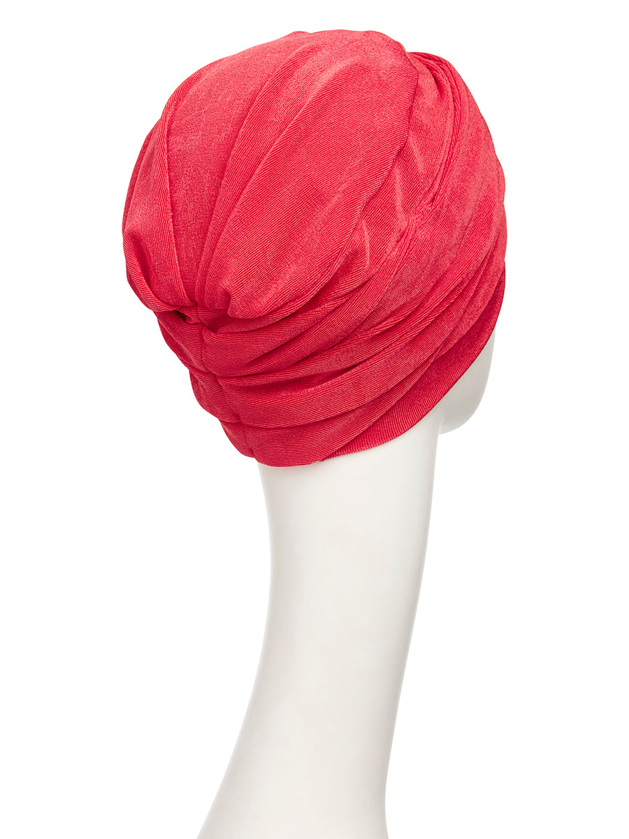 Aria - Turbante in poliestere/bambù - rosso corallo 3050-4113