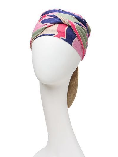 Turbante de Beatriz y los Auriculares, en Viscosa de Bambú, diseño de leopardo de color lila/negro - 1419-0593