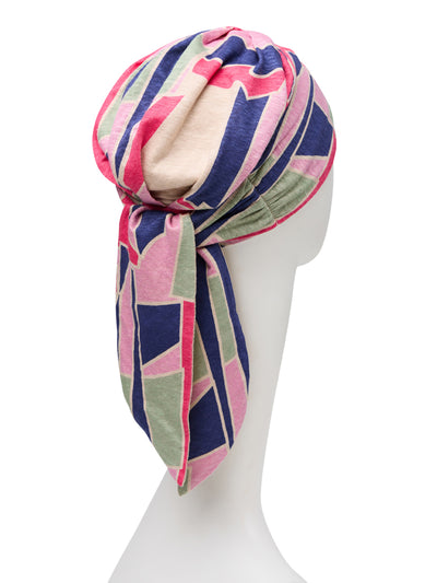 Turbante de Beatriz y los Auriculares, en Viscosa de Bambú, diseño de leopardo de color lila/negro - 1419-0593