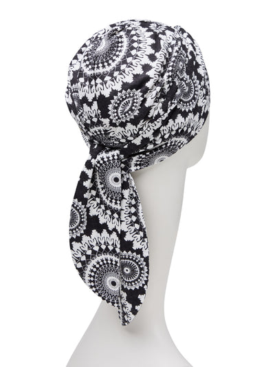 Turbante de Beatriz y los Auriculares, en Viscosa de Bambú, diseño de leopardo de color lila/negro - 1419-0593