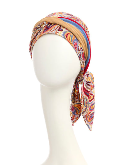 Beatrice - Turbante con nastri corti in viscosa di bambù - Fantasia - 1419-4046