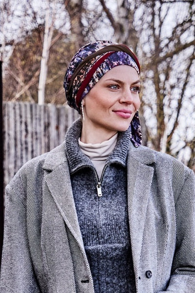 Beatrice - Turbante con nastri corti in viscosa di bambù - Fantasia - 1419-4049