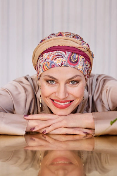 Turbante Noya - Cuffia in viscosa di bambù - fantasia 1585-4046