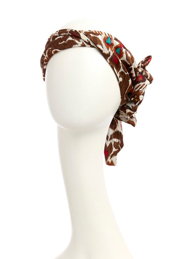Juvela - Turbante con fascia rimovibile in poliestere/viscosa - fantasia Tribal brown 3042-4053