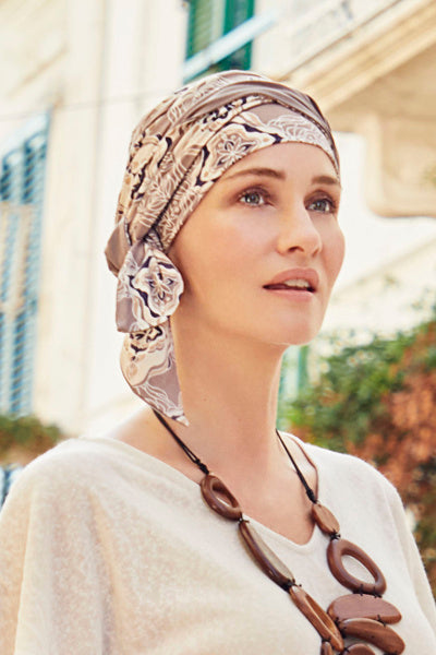 Beatrice - Turbante con nastri corti in viscosa di bambù - Fantasia - 1419-0815