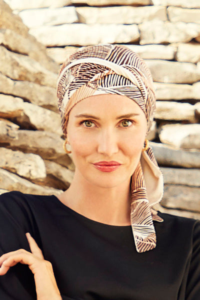 Beatrice - Turbante con nastri corti in viscosa di bambù - Fantasia - 1419-0816